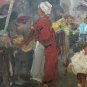 Painting oil On Board Signed Scene of Life Daily To Market Signed X9