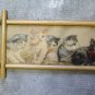 Old engraving Years' 60 With Kittens IN Frame Cats Cat Animal Vintage x1