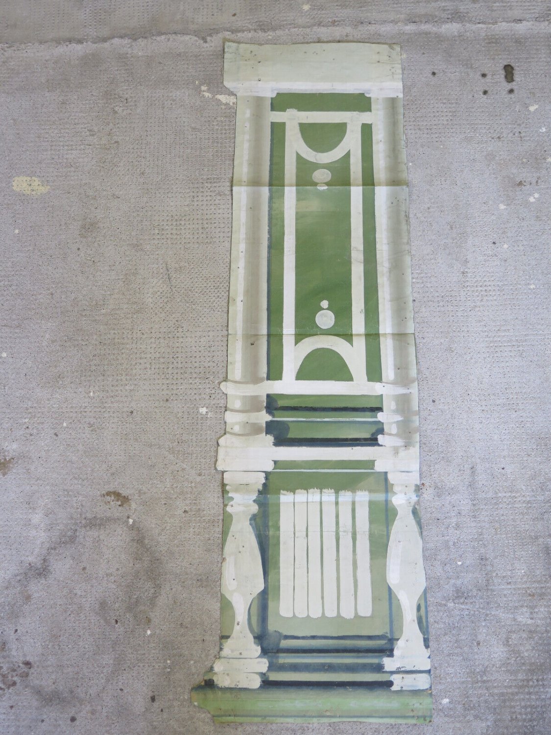 13 13/16x47 3/16in Antique Scenary Screen Backdrop For Theatre Column Colorful