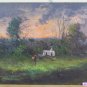 Old Painting oil Hand Painted Signed Of Lillis landscape To Sunset VG
