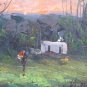 Old Painting oil Hand Painted Signed Of Lillis landscape To Sunset VG