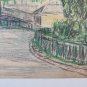 Two Antique drawings Beginning Century Views Gardens France Vence Provence