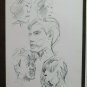 Two Old Sketchbook Pencil On paper Portraits Man Woman Vintage Years 60 70 P28.8