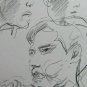 Two Old Sketchbook Pencil On paper Portraits Man Woman Vintage Years 60 70 P28.8