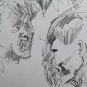 Two Old Sketchbook Pencil On paper Portraits Man Woman Vintage Years 60 70 P28.8