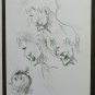 Two Old Sketchbook Pencil On paper Portraits Man Woman Vintage Years 60 70 P28.8