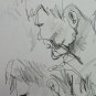 Two Old Sketchbook Pencil On paper Portraits Man Woman Vintage Years 60 70 P28.8