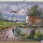 Old Painting oil Hand Painted Signed Of Lillis landscape Sky Dark VG