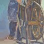 Grinder To Work Old Painting On paper Years '60 '70 Portrait Man Pb
