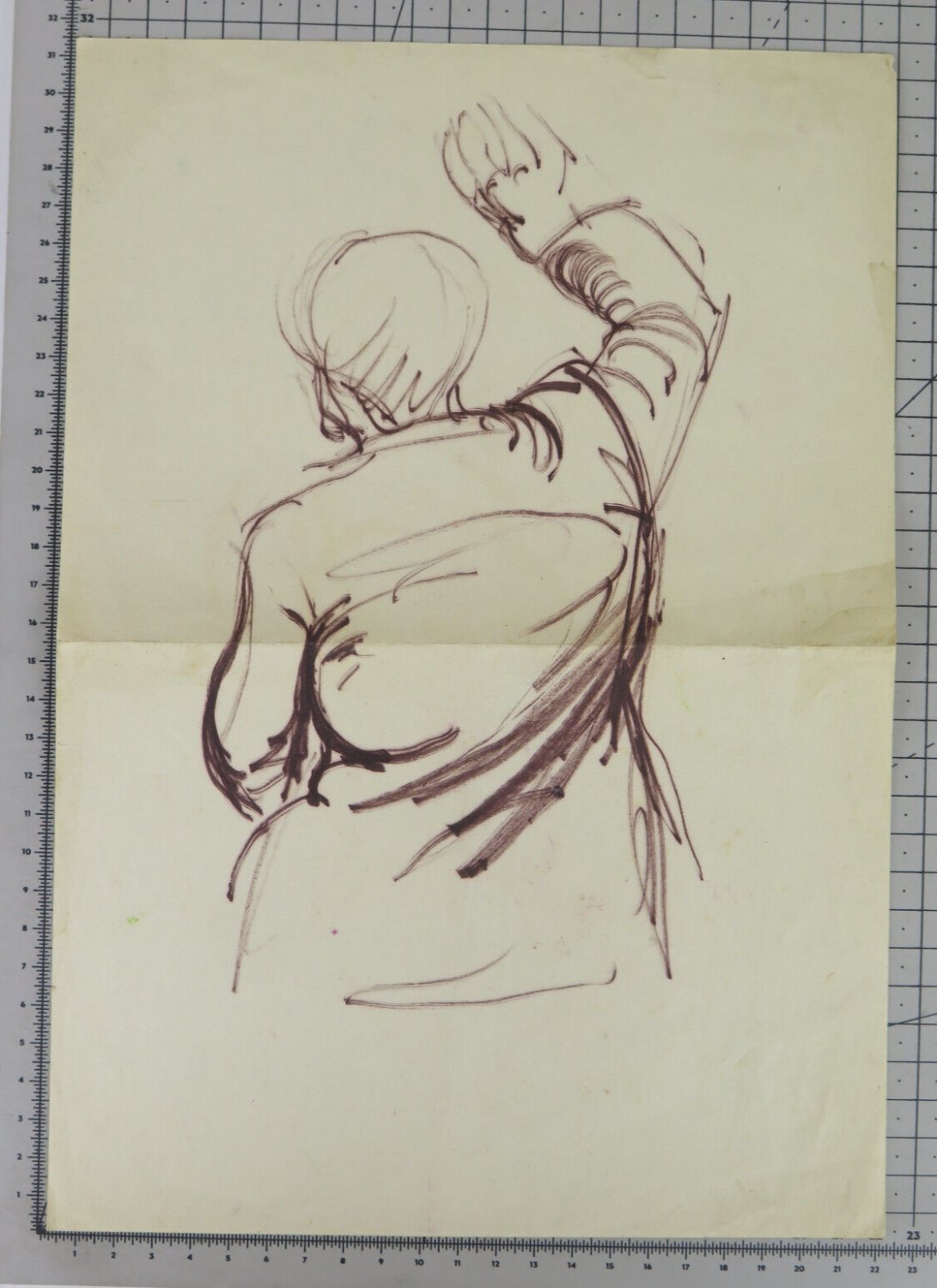 Old Drawing Portrait Figure Full Sketch Of Painter Pancaldi P28.10