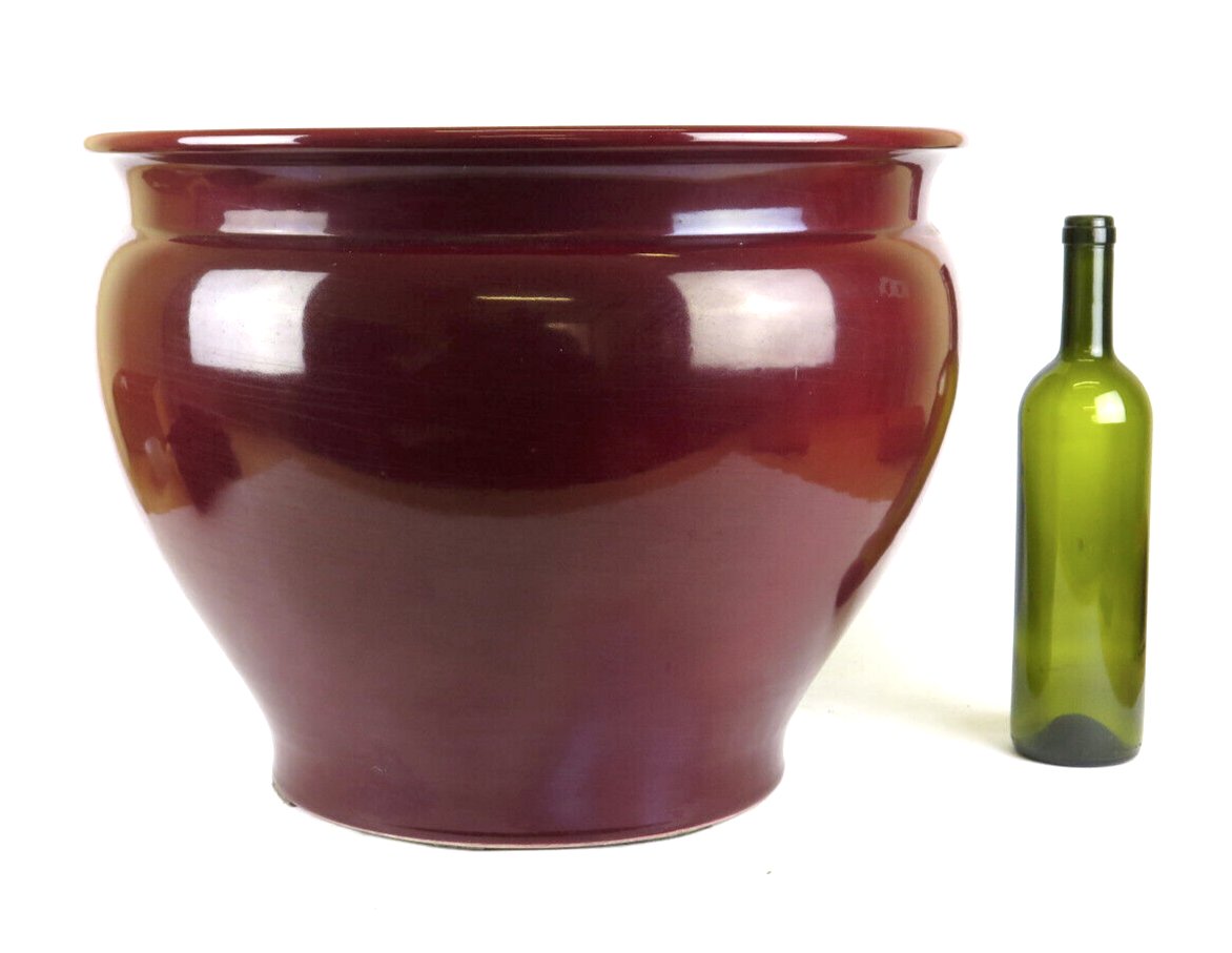 Large Jar Ceramics Cachepot Cache-Pot Red Ox Blood R137
