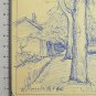 Landscape Countryside Old Drawing Sketch Pen On paper G.Pancaldi P28.10