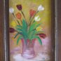 3 7/8x5 7/8in Small Painting with Flowers Tulips Floral Signed Frame X13