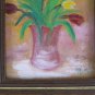 3 7/8x5 7/8in Small Painting with Flowers Tulips Floral Signed Frame X13