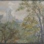 Painting Antique oil Board landscape France Frame Art Nouveau Beginning 900 BM46