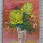 5 1/8x7 1/8in Small Painting Blossom Rose Yellow Floral oil Signed Rs X13