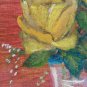 5 1/8x7 1/8in Small Painting Blossom Rose Yellow Floral oil Signed Rs X13