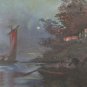 Painting Antique landscape Night View lake Moon Night Painting with Frame X8