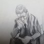 Drawing Antique Pencil On paper Sketch Studio For A Man Sitting 1950 P28