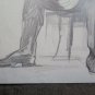 Drawing Antique Pencil On paper Sketch Studio For A Man Sitting 1950 P28