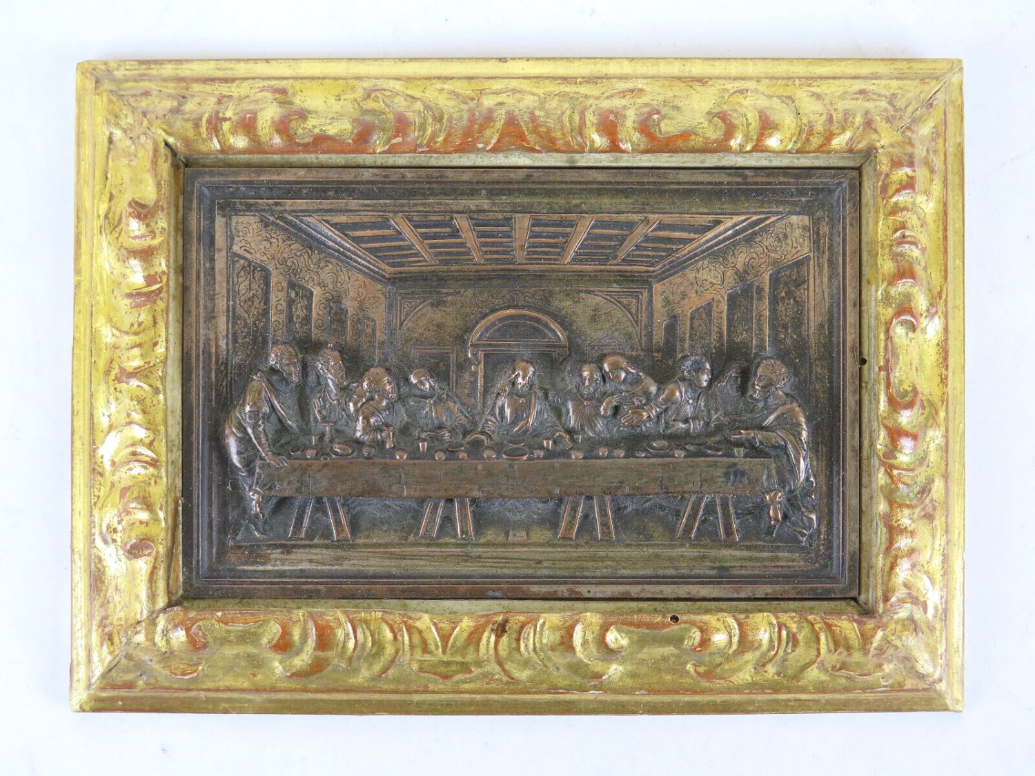 Sculpture Bronze Antique Bas-Relief Last Dinner Jesus Christ VS26