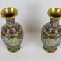 Couple Vases Cloisonné Vintage Chinese Asia Jar For Blossom Floral CM1