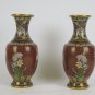 Couple Vases Cloisonné Vintage Chinese Asia Jar For Blossom Floral CM1