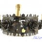Antique Chandelier Wrought Iron Floral Blossom Leaves Artisan Black RB