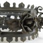 Antique Chandelier Wrought Iron Floral Blossom Leaves Artisan Black RB