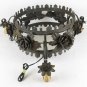 Antique Chandelier Wrought Iron Floral Blossom Leaves Artisan Black RB