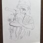 Drawing Vintage Pencil On paper 1960's War Vietnam Boy Soldier P28.7