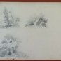 Drawing Antique Pencil On paper Signed landscape Woods Sketch France BM53.5F
