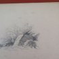 Drawing Antique Pencil On paper Signed landscape Woods Sketch France BM53.5F