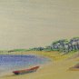 Drawing Antique landscape Sea Marina With Boats Beach Pencil On paper BM53.6A