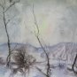 Painting Vintage landscape Winter Onirico Watercolour paper 19 11/16x14 3/16in