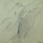 Antique Sketch landscape Alpine Alps Mountains Drawing Pencil On paper BM53.6C