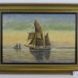 Antique Painting Danish Signed oil Linen Denmark Boat Sailing Painting R136