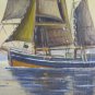 Antique Painting Danish Signed oil Linen Denmark Boat Sailing Painting R136