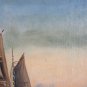 Antique Painting Danish Signed oil Linen Denmark Boat Sailing Painting R136