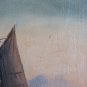 Antique Painting Danish Signed oil Linen Denmark Boat Sailing Painting R136