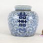 Jar Ginger Jar Chinese Porcelain Happiness Hand Painted Blue Vintage CM9