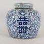 Jar Ginger Jar Chinese Porcelain Happiness Hand Painted Blue Vintage CM9