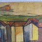 Old Painting Years 50 Signed Dated View City Colorful Painting Bsn