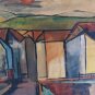 Old Painting Years 50 Signed Dated View City Colorful Painting Bsn