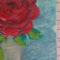 5 1/8x7 1/8in Small Painting Blossom Rose Red Painting Floral oil Signed Rs X13