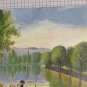 Old Painting landscape Lake Boats Vintage Opera Painter Piedmont Bsn