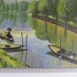 Old Painting landscape Lake Boats Vintage Opera Painter Piedmont Bsn