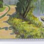Old Painting landscape Lake Boats Vintage Opera Painter Piedmont Bsn