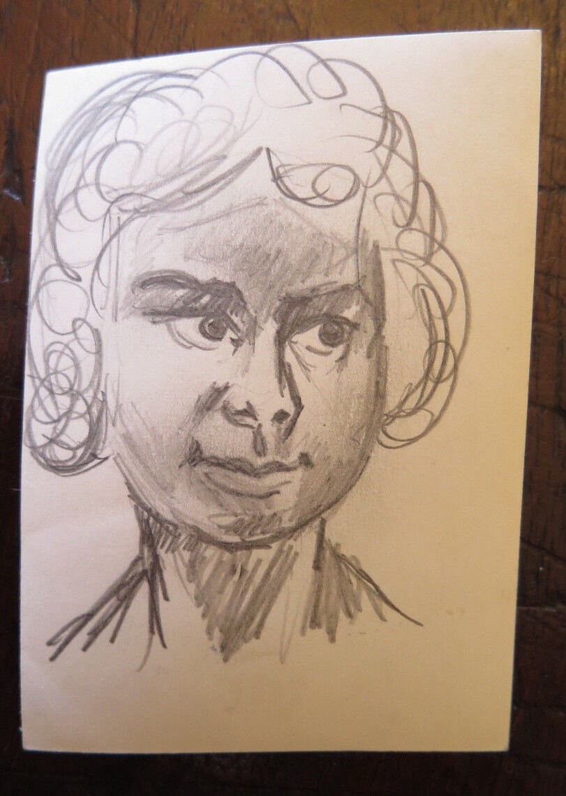 Drawing Antique Pencil On paper Opera Studio For Face Of Young Sketch P28.5