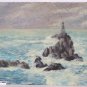 Antique Painting oil Painter Dolphin Gagnor 1894-1970 Marine landscape Sea BM51